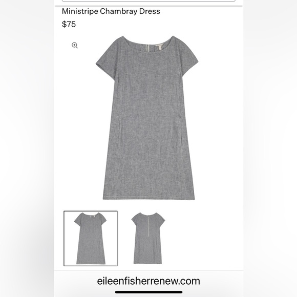 Eileen Fisher Hemp and Organic Cotton ministripe chambray shift Dress S - Picture 12 of 14